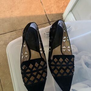 Mango Black Geometric Flats